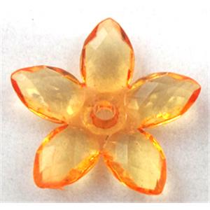 Acrylic bead, flower, transparent, orange, 22mm dia, approx 1600pcs