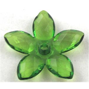 Acrylic bead, flower, transparent, green, 22mm dia, approx 1600pcs