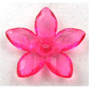 Acrylic bead, flower, transparent, hotpink, 22mm dia, approx 1600pcs