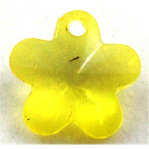 Acrylic pendant, flower, transparent, yellow, 19mm dia, approx 950pcs