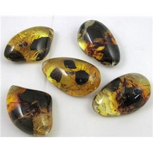 amber pendant, mixed shape, yellow, approx 24x40mm