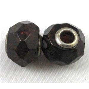 Amber Beads, NR, faceted rondelle, black, approx 18mm dia, 5mm hole