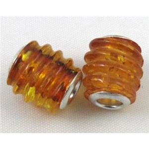 Amber Beads, NR, yellow, approx 12x14mm, 5mm hole