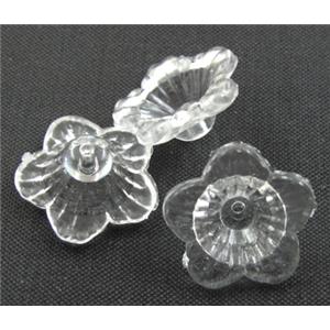 Acrylic beads, flower, clear, approx 18mm dia, 6.5mm high, 600 pcs