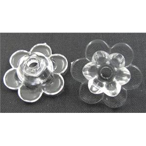 Acrylic beads, flower, clear, approx 25mm dia, 8mm high, 400pcs