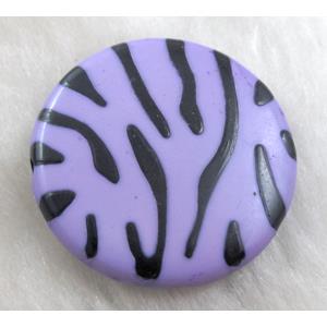 Zebra Resin Coin Beads Purple, 30mm dia, approx 125pcs