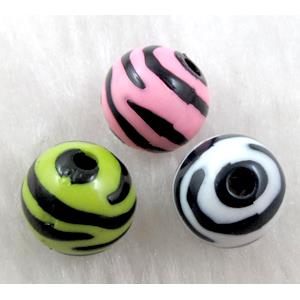 Round Resin Beads Zebra Mixed Color, 12mm dia, approx 1070pcs
