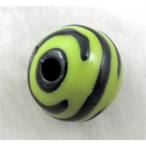 Round Resin Beads Zebra Olive, 12mm dia, approx 535pcs