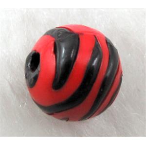 Round Resin Beads Zebra Red, 12mm dia, approx 535pcs