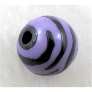 Round Resin Beads Zebra Purple, 16mm dia