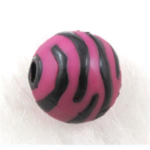 Round Resin Beads Zebra Hotpink, 12mm dia, approx 535pcs