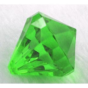Transparent Acrylic Diamond Pendant, green, 35mm dia, approx 80pcs