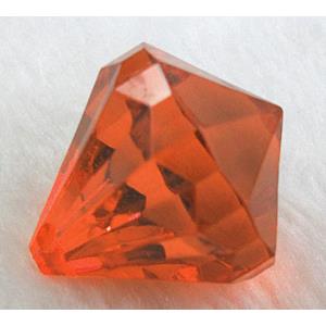 Transparent Acrylic Diamond Pendant, orange, 35mm dia, approx 80pcs