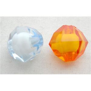 Acrylic Beads, faceted round, mixed color, 12mm dia, 675 beads approx