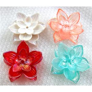 Resin Beads, Flower, AB-Color, Mixed, approx 28mm dia, 390pcs
