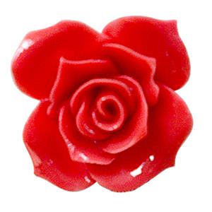 resin bead, rose-flower, red, 25mm dia