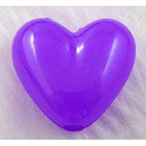 resin, heart, jewelry bead, Purple, 24x20mm, approx 340pcs