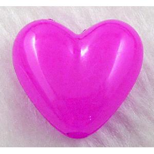 resin, heart, jewelry bead, Hot pink, 24x20mm, approx 340pcs