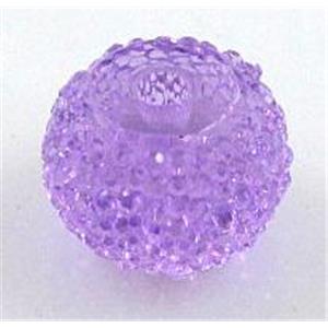 resin rhinestone bead, rondelle, purple, 12mm dia