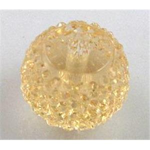 resin Rhinestone bead, rondelle, yellow, 10mm dia