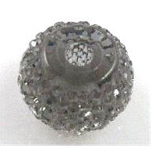 resin rhinestone bead, rondelle, grey, 12mm dia