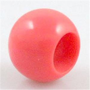 round plastic bead, red, 16mm dia, 9mm hole