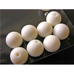 round resin beads, white, matte, approx 10mm dia