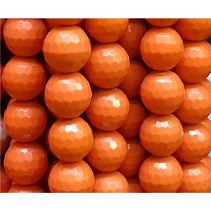 resin & stone bead, faceted round, orange, 4mm dia, approx 100pcs per st