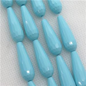 blue Synthetic Turquoiuse beads, faceted teardrop, approx 10x30mm