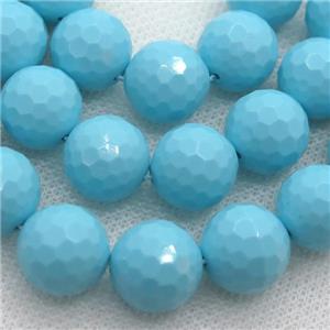 blue Synthetic Turquoiuse beads, faceted round, approx 10mm dia
