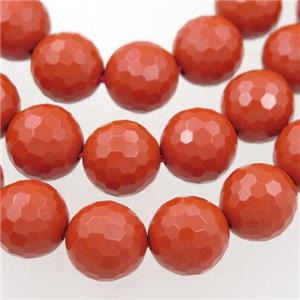 Synthetic red Coral Beads, faceted round, approx 10mm dia