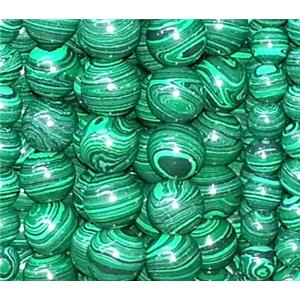 resin & stone beads, round, stripe, green, 10mm dia, approx 38pcs per st
