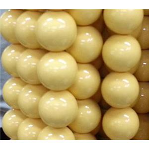 resin & stone bead, round, yellow, 4mm dia, approx 100pcs per st