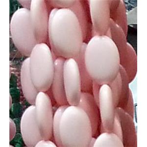 resin & stone bead, flat-rice, pink, 13x18mm, approx 22pcs per st