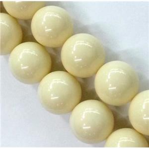 Resin Bead, cream-colored, round, 14mm dia, approx 27pcs per st