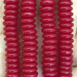 red resin disc beads, approx 2x6mm