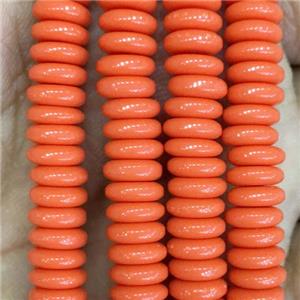 orange resin heishi beads, approx 2x6mm