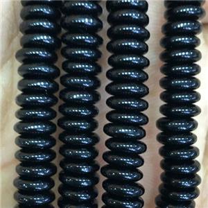 black resin heishi beads, approx 2x6mm