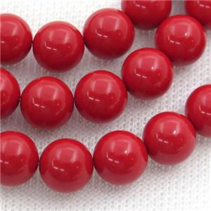 Synthetic Coral Beads, red, round, approx 10mm dia