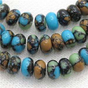 Assembled Turquoise rondelle beads, multicolor, approx 5x8mm