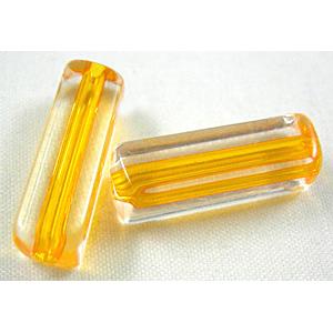 Acrylic Beads, tube, yellow, 7.5x7.5mm, 25mm length, hole:2.2mm, 350pcs approx
