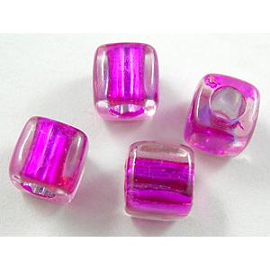 Acrylic beads, cube, purple, 7.5x7.5mm, hole:4mm, approx 1700pcs