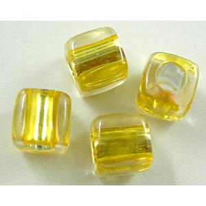 Acrylic beads, cube, yellow, 7.5x7.5mm, hole:4mm, approx 1700pcs