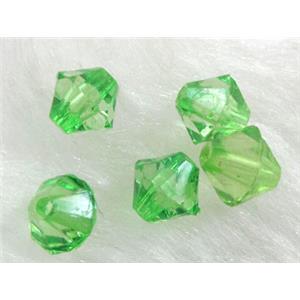 Acrylic beads, transparent, bicone, green, 4mm dia