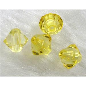 Acrylic beads, transparent, bicone, yellow, 6mm dia,approx 6200pcs