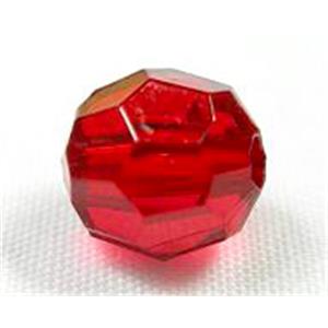 transparent Acrylic Beads, faceted round, red, 6mm dia, 4500 beads approx