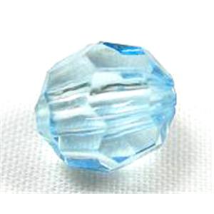 transparent Acrylic Beads, faceted round, aqua, 6mm dia, 4500 beads approx