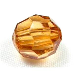 transparent Acrylic Beads, faceted round, golden, 6mm dia, 4500 beads approx