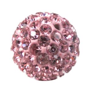 round Fimo Beads pave rhinestone, pink, 12mm dia