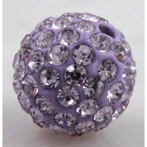 round Fimo Beads pave rhinestone, lavender, 12mm dia